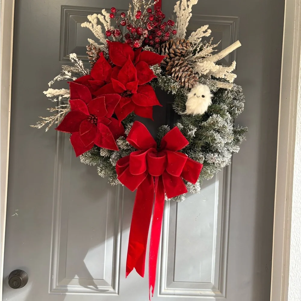 Festive Red and Green Holiday Wreath